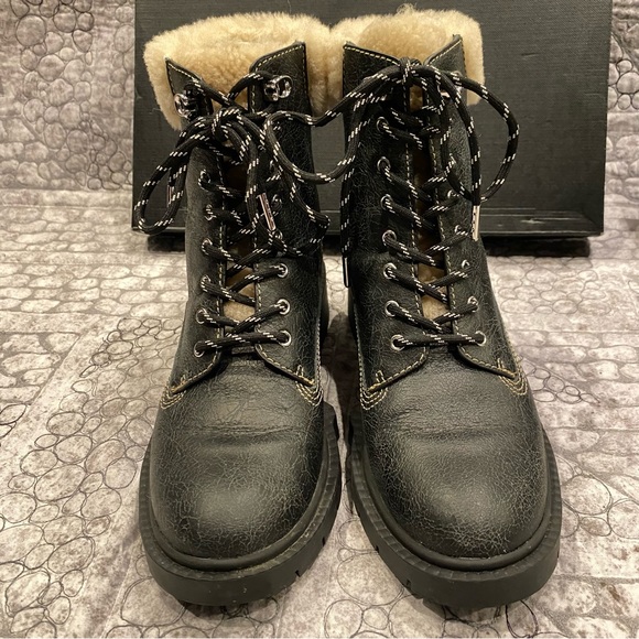 Coach Shoes Coach Lorimer Leather And Shearling Lace Up Boots